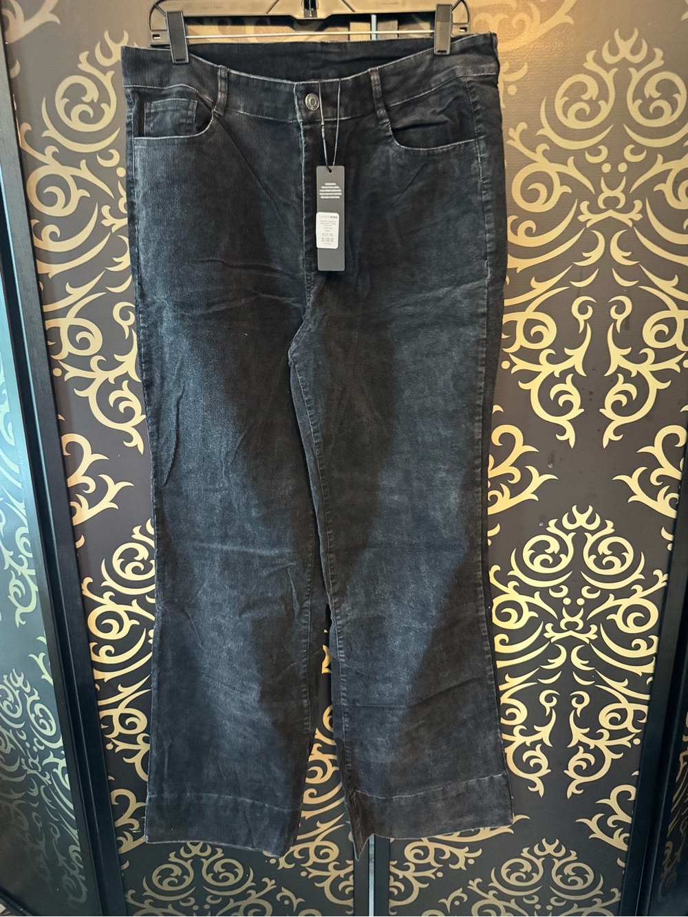 Fashion Nova Washed Charcoal Corduroy Pants